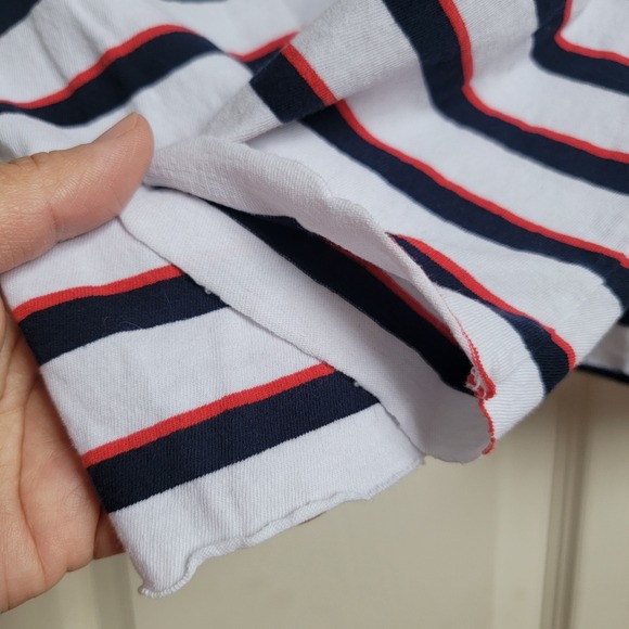 Frank & Eileen Cotton Patrick Popover Henley Top Striped Size XL White Navy Red - Picture 12 of 12
